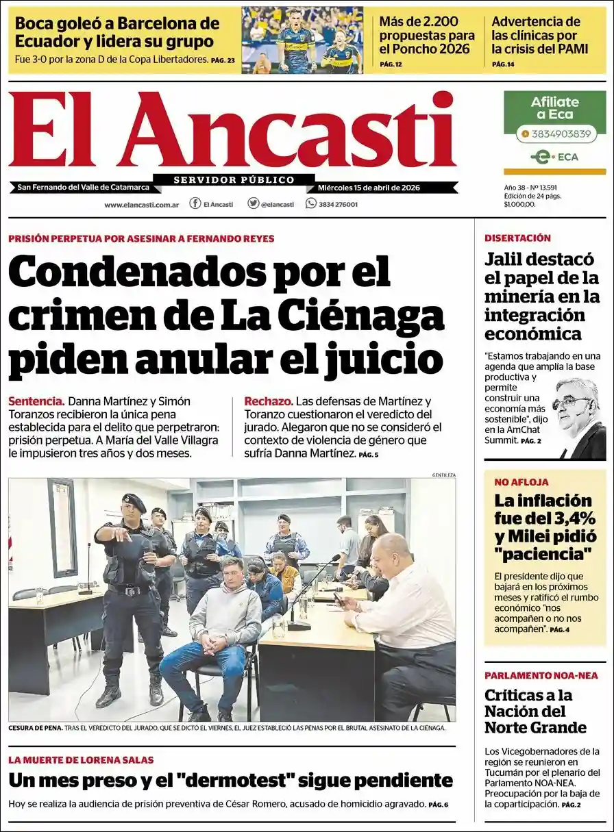 Estudios Max | PBA - PORTAL BUENOS AIRES - Tapa del diario Ancasti