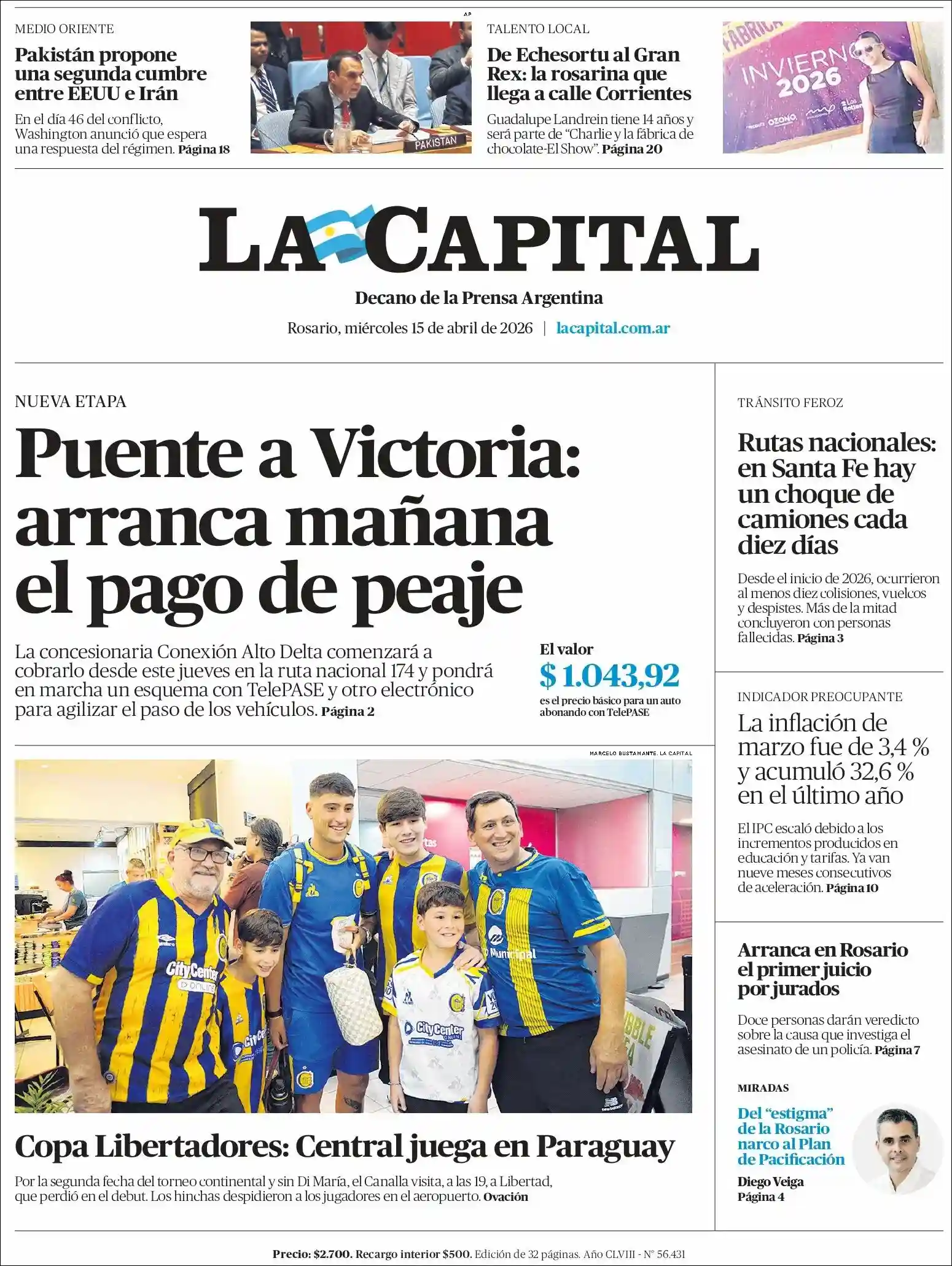 Estudios Max | PBA - PORTAL BUENOS AIRES - Tapa del diario La Capital Rosario