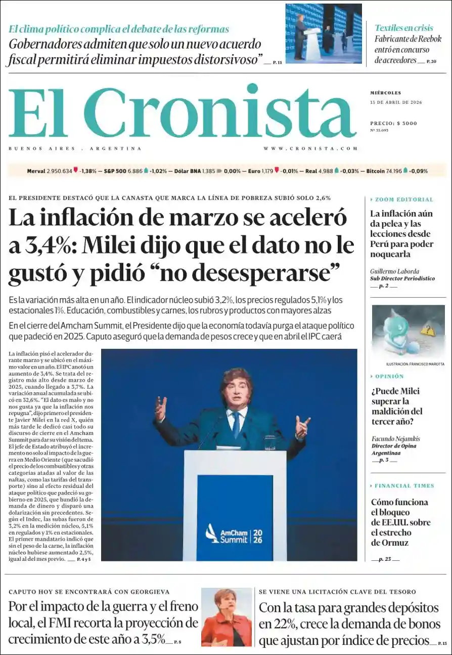 Estudios Max | PBA - PORTAL BUENOS AIRES - Tapa del diario Cronista