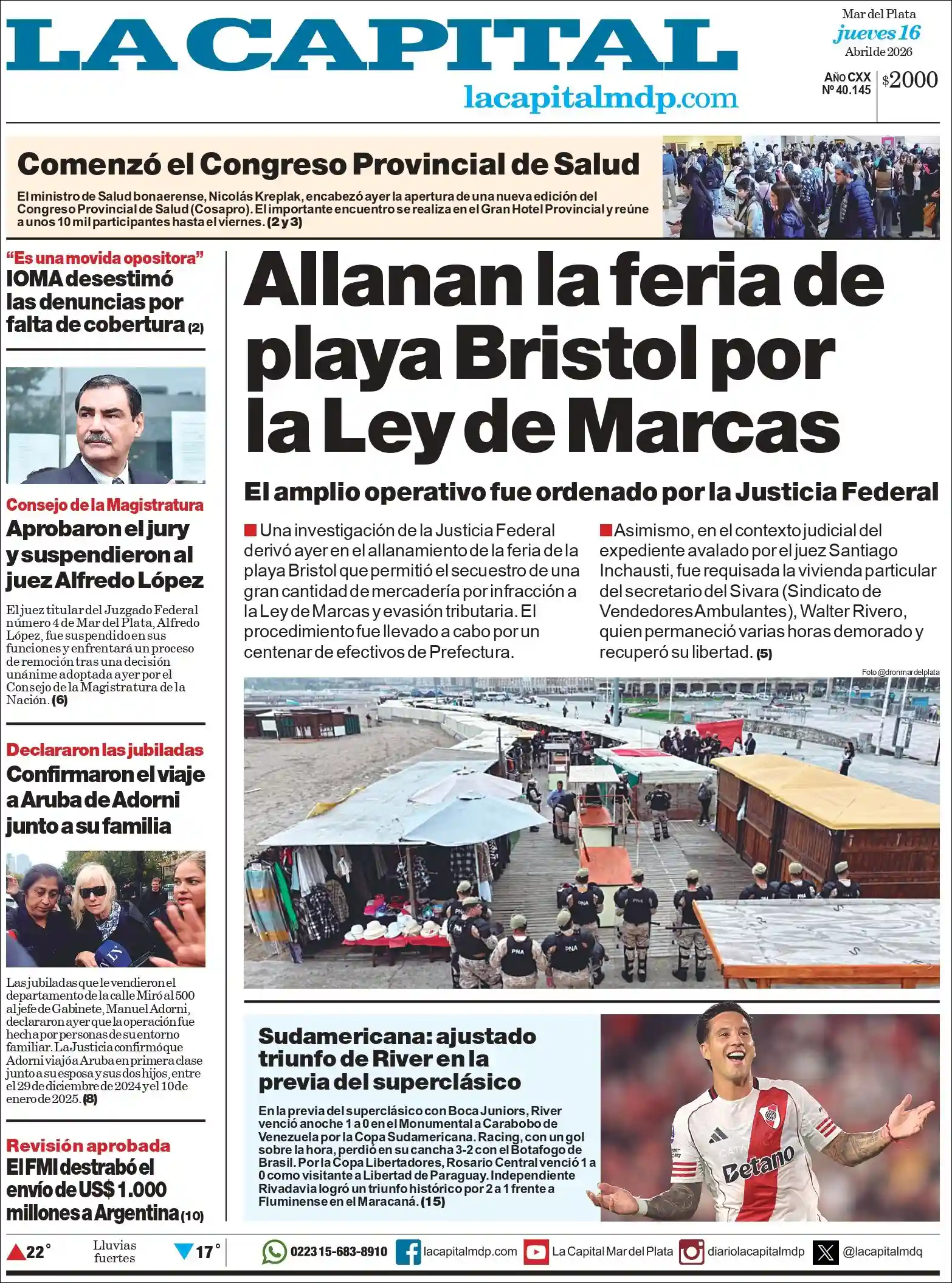 Estudios Max | PBA - PORTAL BUENOS AIRES - Tapa del diario La Capital